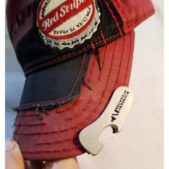Vintage Red Stripe Beer Distressed Trucker Hat With Bottle Opener  Adjustable Me - Picture 6 of 9